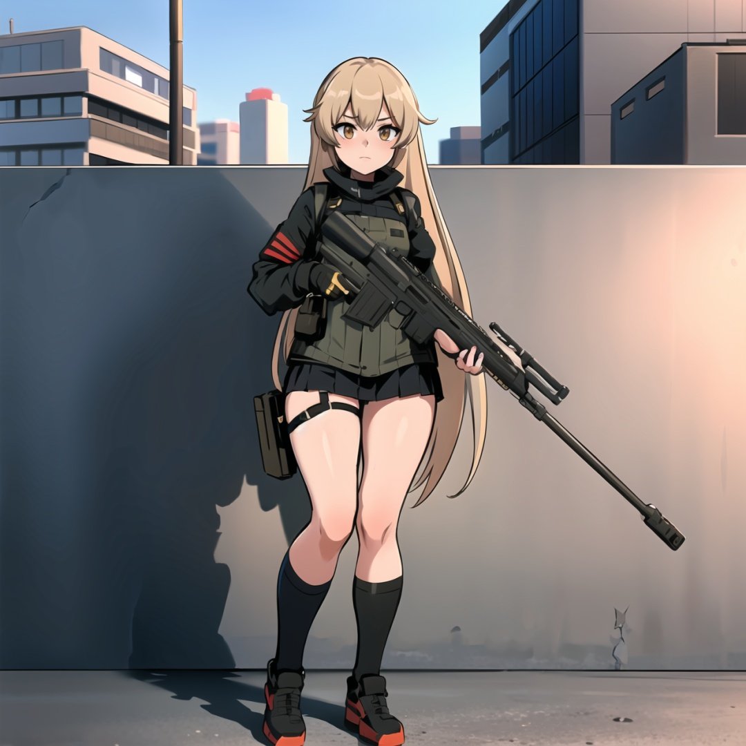 anime girl with a gun and backpack, m4 sopmod ii girls frontline, girls frontline, infantry girl, girls frontline style, soldier girl, mechanized soldier girl, cushart kenz, full body! shooting, girls frontline cg, of a sniper girl at war, military girl, with rifle, full_body!!,, 