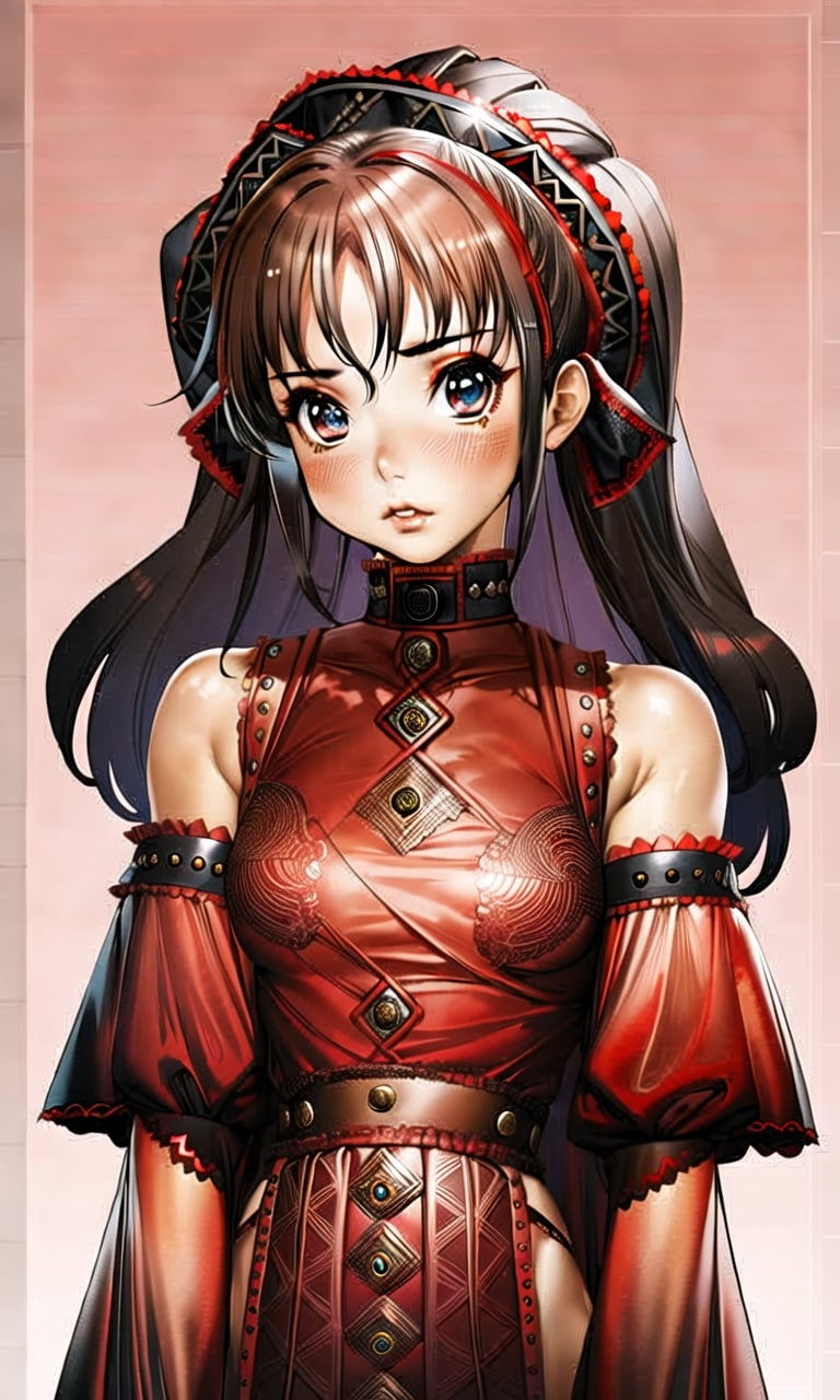 1girl, realistic, full body, (babymetal:1.3), hazel eyes, pale skin, highly detailed eyes, handsome symmetrical face, perfect faces, outline, smooth gradient, simple background, <lora:Masamune Shirow:0.75>