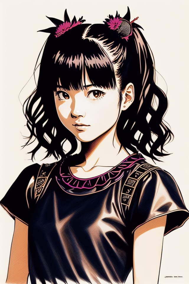 1girl, Photo of Yui Mizuno from babymetal, yuimetal, <lora:yuimetalLORA_v1:1.2>, by (Jason Edmiston, Ayami Kojima, Greg Rutkowski and Masahiro Ito) with help of (line art:1.2), (pencil art:1.3) and (smooth gradient:1.5)