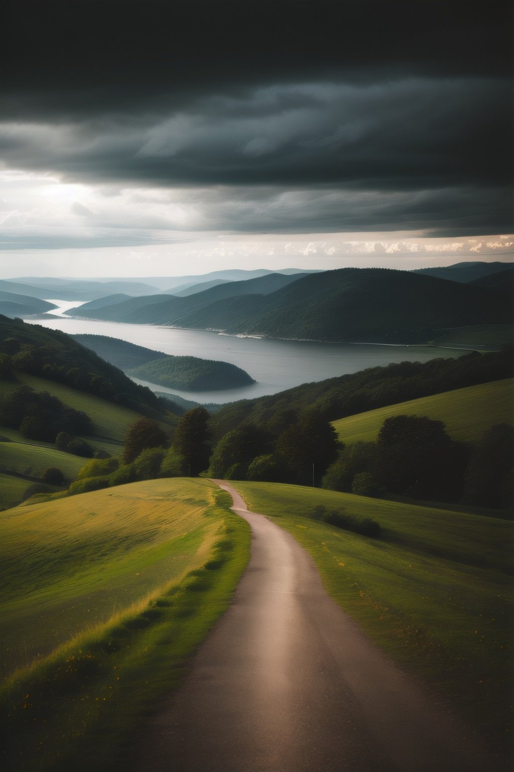 professional photo,summer landscape photo , dramatic lighting, gloomy, sunny weather