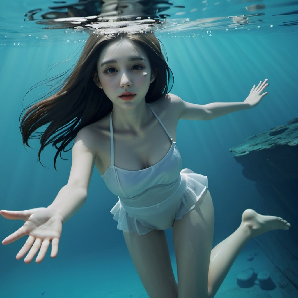 1 girl, (underwater:1.3),full body, nice hands, nice face