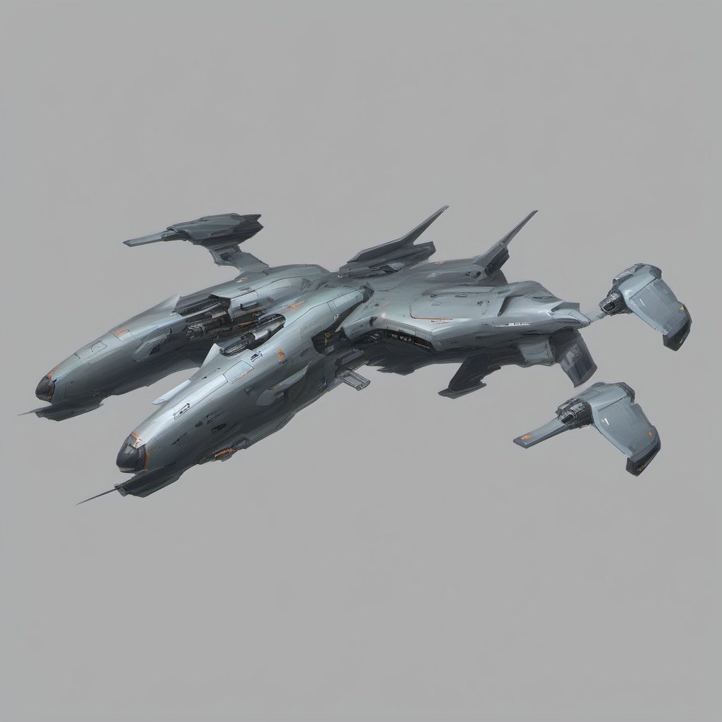 zj, vehicle focus, science fiction, no humans, grey background, aircraft, military, military vehicle, shadow, airplane, spacecraft, flying, robot, jet, thrusters, mecha, simple background, realistic, fighter jet, radio antenna, variable fighter, from side, solo, cockpit, redesign, wheel, looking ahead, machinery