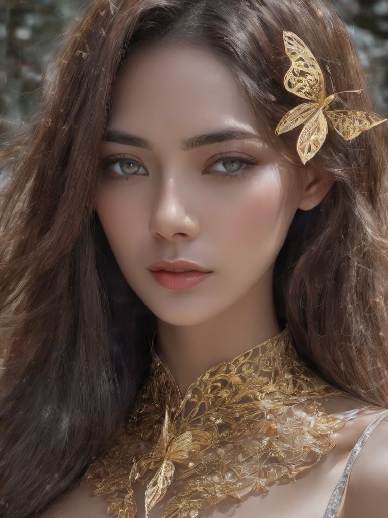 8k portrait of beautiful cyborg with brown hair, intricate, elegant, highly detailed, majestic, digital photography, art by artgerm and ruan jia and greg rutkowski surreal painting gold butterfly filigree, broken glass, (masterpiece, sidelighting, finely detailed beautiful eyes: 1.2), hdr,  <lora:sdxlb3rli-000001:0.8:1.1>