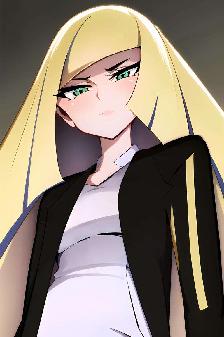 (best quality), detailed,1girl, solo,looking at viewer,simple background,     <lora:mrploxykunArtist-19:1>,glowing eyes,   <lora:LusamineLora-10:0.6> lusamine \(pokemon\), blonde hair, 