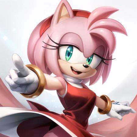 (masterpiece, best quality:1.1),fantasy,  intricate,  illustration, 1girl, solo, dress, pink skin,detailed eyes,   <lora:Amy Rose:1>,amy rose,  looking at viewer, smile, dynamic pose,  <lora:maplestory1Style:0.3>