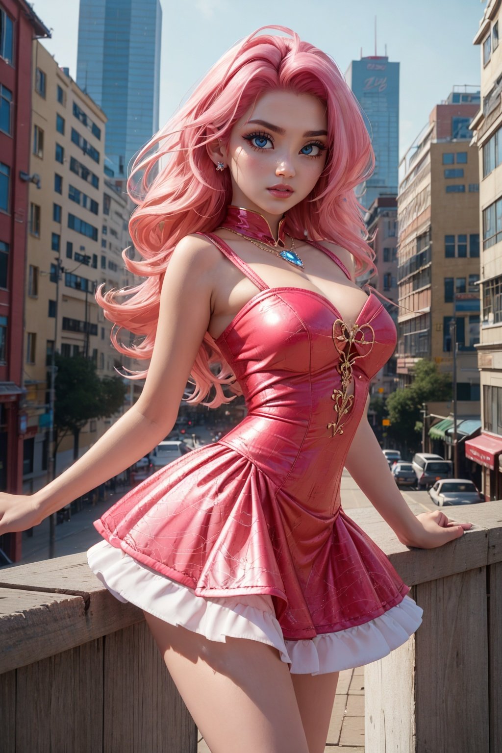 (aerial view,view of city),1girl flying in air,beautiful cute crystal girl in 26 years old, wearing crystal wear, the crystal is evil, black and pink and red glowing crystal, crystal pink hair, the power is every wear, she is evil but cute, the crystal is evil and glowing black and pink and red colors, detailed evil eyes,she has a serious expression and her lips are closed glowing crystal wear, (incredible details, cinematic ultra wide angle, depth of failed, hyper detailed, insane details, hyper realistic, high resolution, cinematic lighting, soft lighting, incredible quality, dynamic shot,,Hair with scenery,The eye,yuyao,dress,huliya,fox,shanghai,capricornus,Pixar