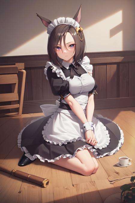 masterpiece, best quality, air groove \(umamusume\), maid,full body<lora:air_groove_lora:0.7>