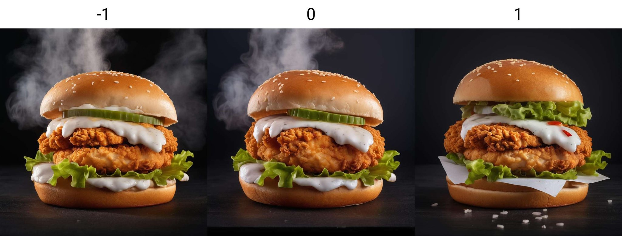 kfc chicken burger, dark background, quality photo, fried chicken, studio photo, steaming<lora:neg4all_bdsqlsz_xl_V6:-1>, 