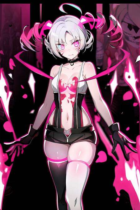 <lora:CatherineVG:0.9>, CatherineVG, <lora:BloodSkelterStyle-30:0.7>, Blood_Skelter, pink blood, glowing eyes, fire