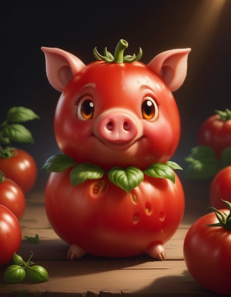 very cute appealing anthropomorphic cute tomato pig, kawaii, looking at the viewer, macro, cinematic lighting, fantasy art, dynamic composition, epic realistic, award winning illustration  <lora:FoodPets:0.7> Foodpets   
