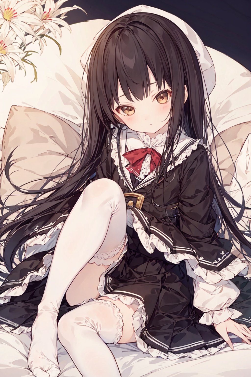 masterpiece, best quality,1loli,white thighhighs,