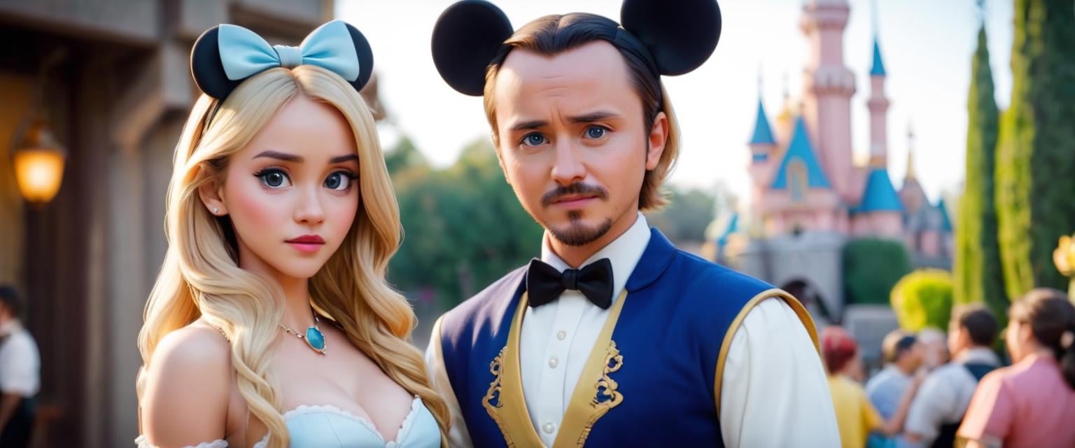 Disneyland,wench ,Aaron Paul  
medium shot centered pose shallow dof soft focus portrait Takeshi Obata and by Henry Carr