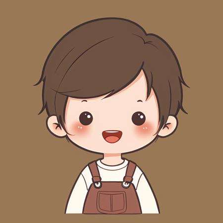 chibi avatar, 1boy, solo, short hair, looking at viewer, blush, smile, open mouth, simple background, brown hair, upper body,  <lora:chibi_avatar_v1:0.7>