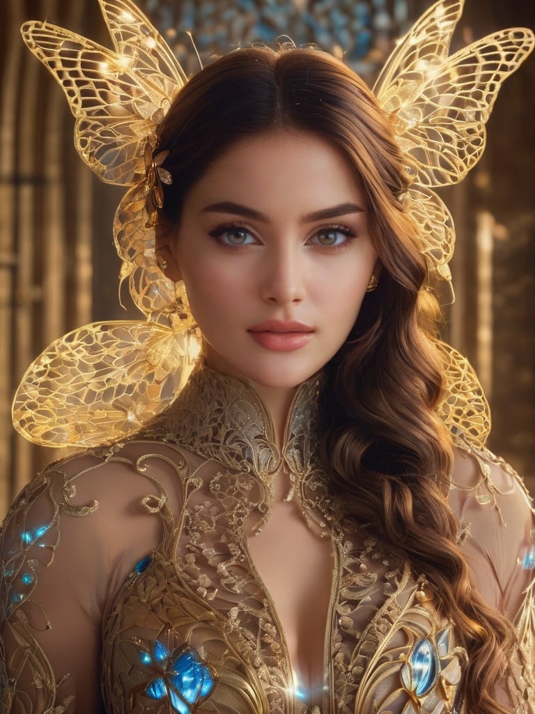 cinematic film still photo, 8k portrait of beautiful cyborg with brown hair, intricate, elegant, highly detailed, majestic, digital photography, art by artgerm and ruan jia and greg rutkowski surreal painting gold butterfly filigree, broken glass, (masterpiece, sidelighting, finely detailed beautiful eyes: 1.2), hdr, realistic, high definition, . shallow depth of field, vignette, highly detailed, high budget Hollywood movie, bokeh, cinemascope, moody, epic, gorgeous, film grain, grainy <lora:h4n3n_SDXL_v1-000007:1>