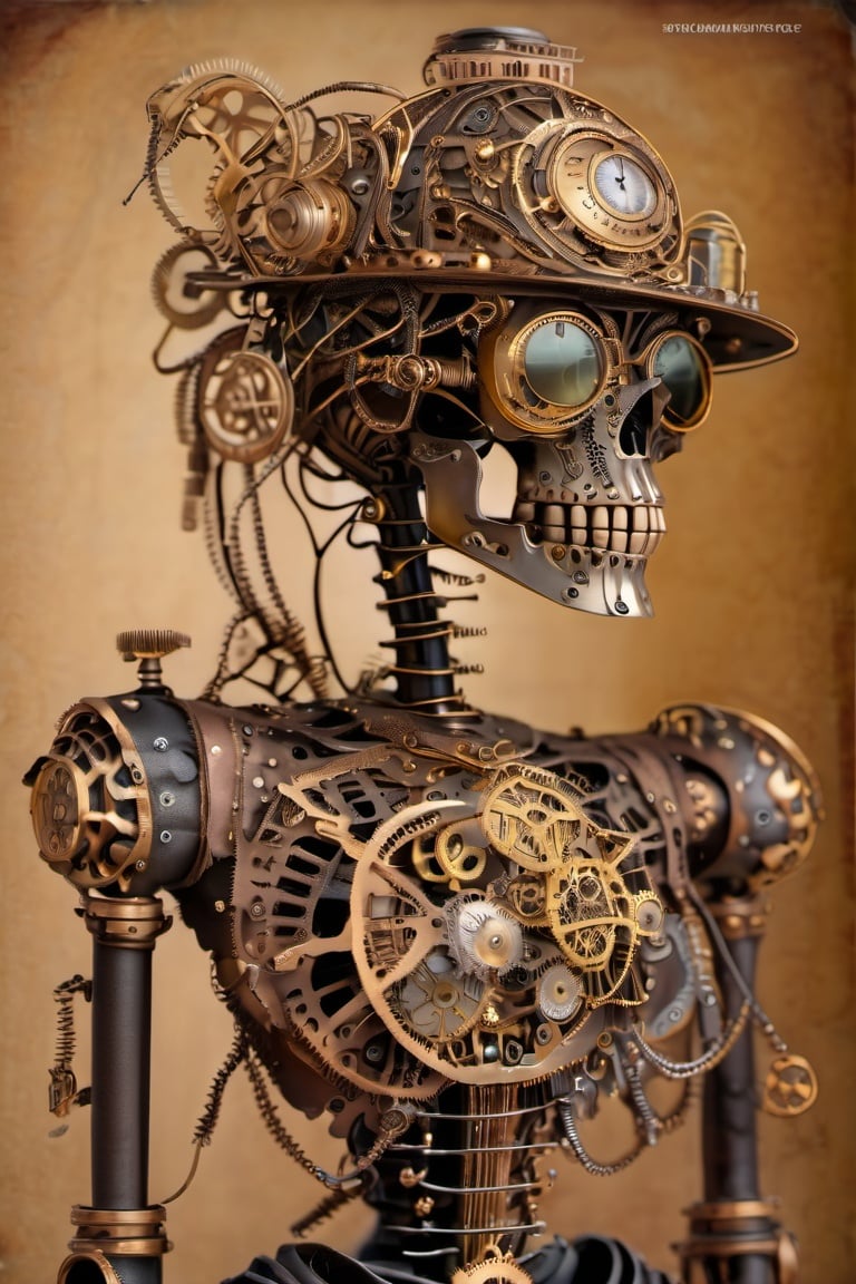 <lora:steampunk_xl-off:1> steampunk style, skeleton , metal , wire