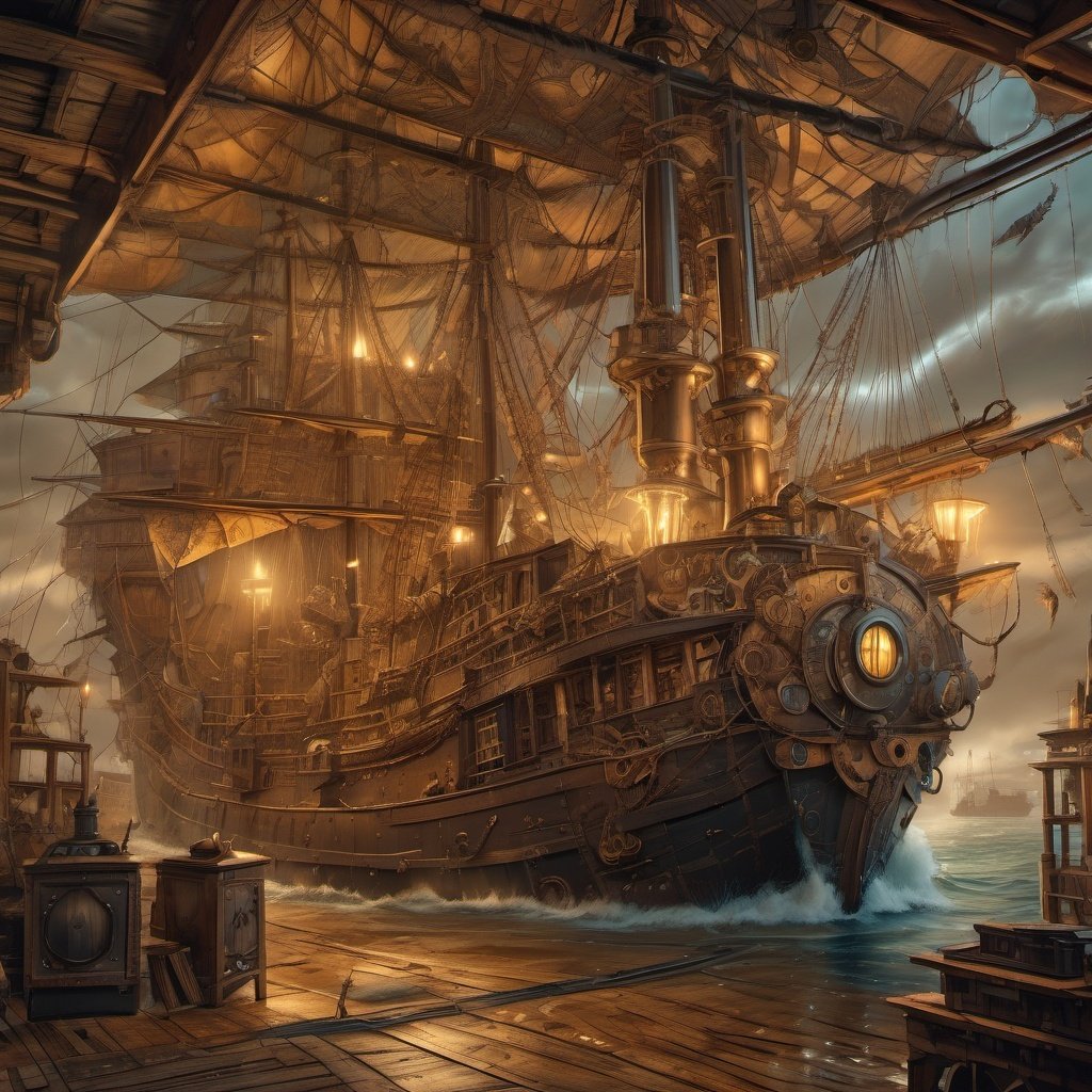 <lora:steampunk_xl-off:1> steampunk style,(dark shot:1.1), epic realistic, broken old ship in big storm, illustrated by herg, style of tin tin comics, pen and ink, female pilot, art by greg rutkowski and artgerm, soft cinematic light, adobe lightroom, photolab, hdr, intricate, highly detailed, (depth of field:1.4), faded, (neutral colors:1.2), (hdr:1.4), (muted colors:1.2), hyperdetailed, (artstation:1.4), cinematic, warm lights, dramatic light, (intricate details:1.1), complex background, (rutkowski:0.66), (teal and orange:0.4), (intricate details:1.12), hdr, (intricate details, hyperdetailed:1.15)