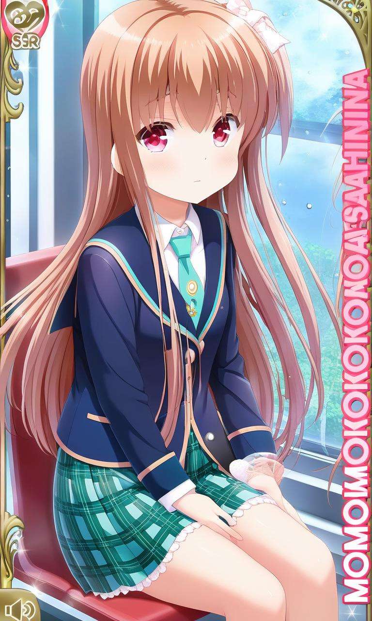 <lora:MomokoAsahinaSDXL:1>, momoko, momo, full body, classroom, sitting, window, rain, water drop, 