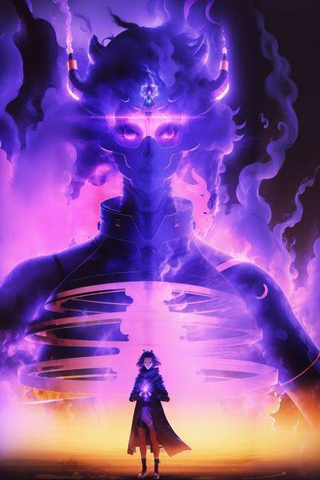 ((1girl inside a giant)), aura surrounding her, smoke, flare, electricity, plasma,  <lora:Susanoo-10:1>, susanoo,