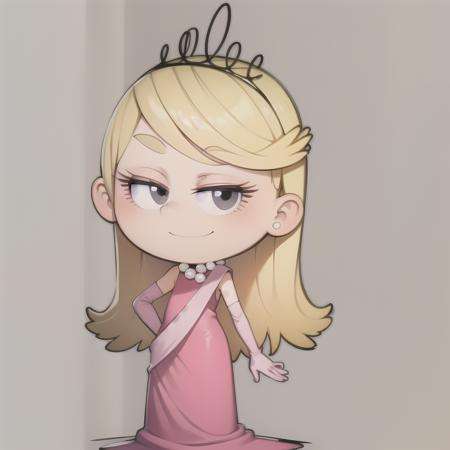 ((masterpiece, best quality)),(complex light),solo, solo focus, full body,1girl, lola loud, blonde hair, long hair, <lora:lolaLoud1-10:0.8>,pink dress, pearl necklace, crown, smile, pink gloves,simple background, black eyes