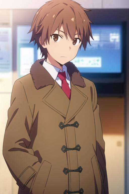 masterpiece, best quality, illustration, 1boy, solo, male focus, looking at viewer, , depth of field, <lora:sorata_kanda:0.64>, sorata_kanda, brown hair, brown eyes, coat,