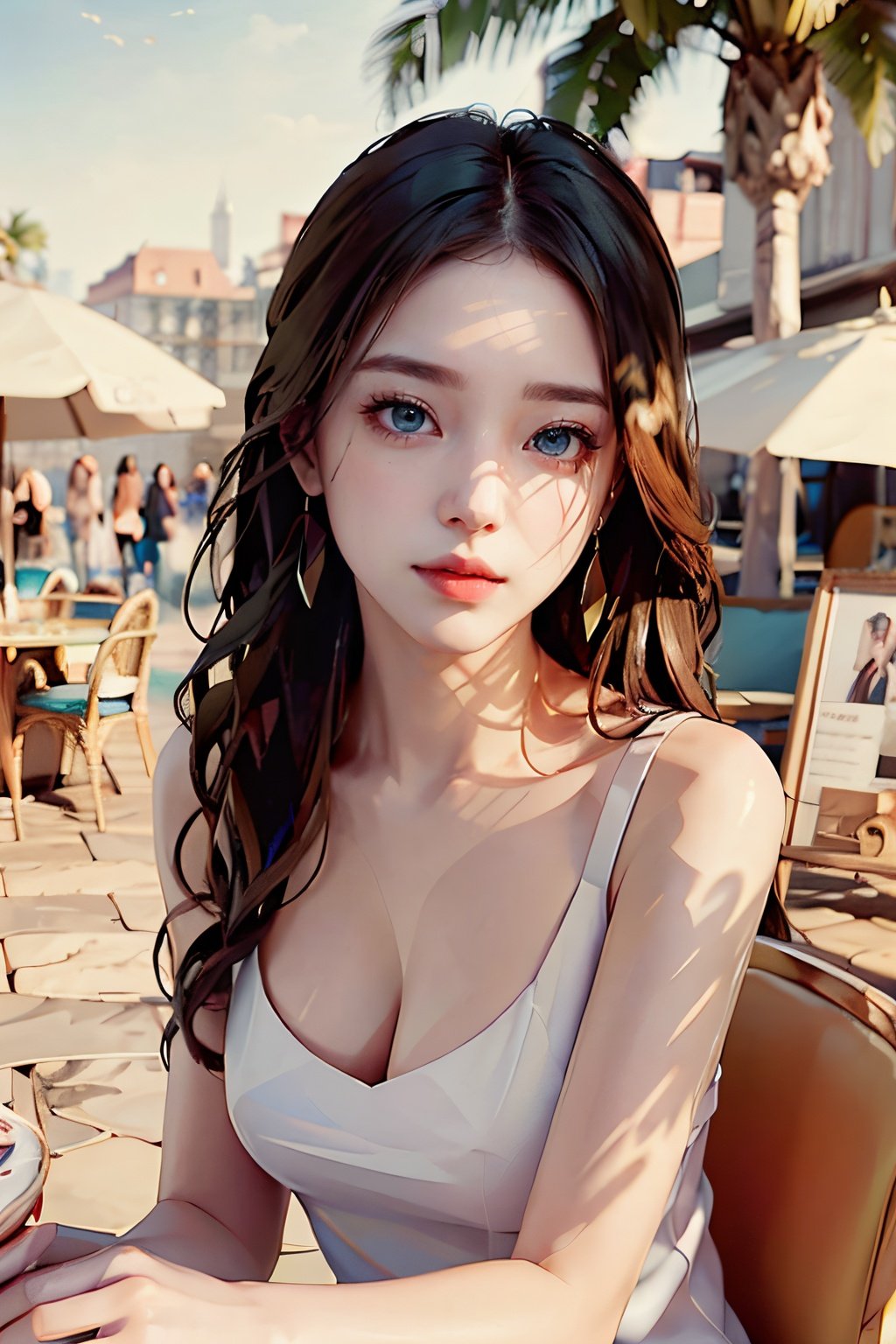 , masterpiece, best quality,8k, ultra highres, real light and shadow, (beautiful eyes looking at the camera: 1.2), real skin texture, beauty, summer clothing, high-end luxury and beautiful environment,