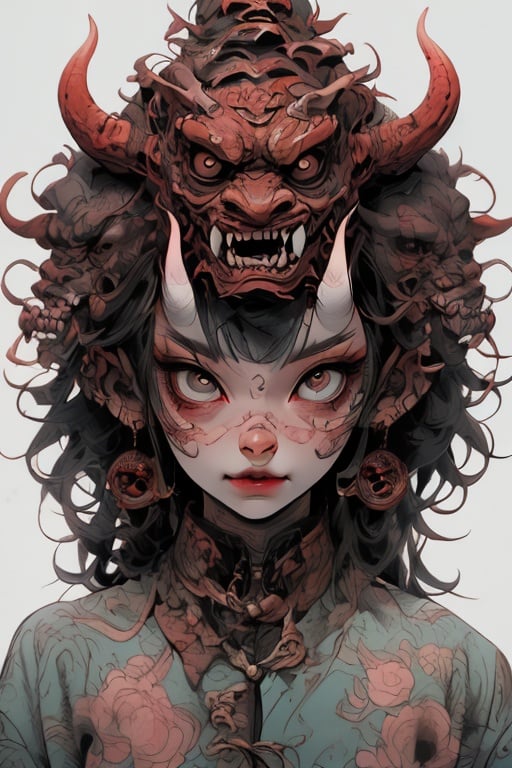 guaidan,1 girl,8k,demon horns, blodding,sharp fingernails