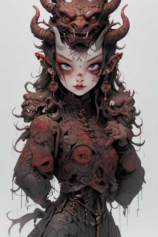 guaidan,1 girl,8k,demon horns, blodding,sharp fingernails