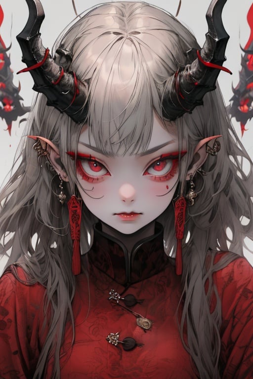 guaidan,1 girl,8k,demon horns, blodding,sharp fingernails