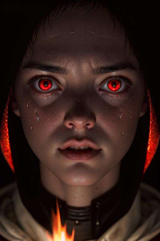Movie, ((Face close up)), best quality, clear graphics, torch light, (The detail is clear to every hair on the face), 1girl, demonic, evil, nsfw, sexy woman, eye depth, (brother moons), (dead space) ,science fiction, (beautiful glowing red eyes), photo realistic, 20 megapixel, nikon d850, ((vibrant, photo realistic, realistic, dramatic, sharp focus, 8k)), (faded freckles:0.6), subsurface scattering, sharp, retouched, intricate detail, by Greg Rutkowski, by (Jeremy Lipking,:0.8), ((junji ito)), by ralph bakshi,((Silent Hill)), H.R. Giger, Beksinski