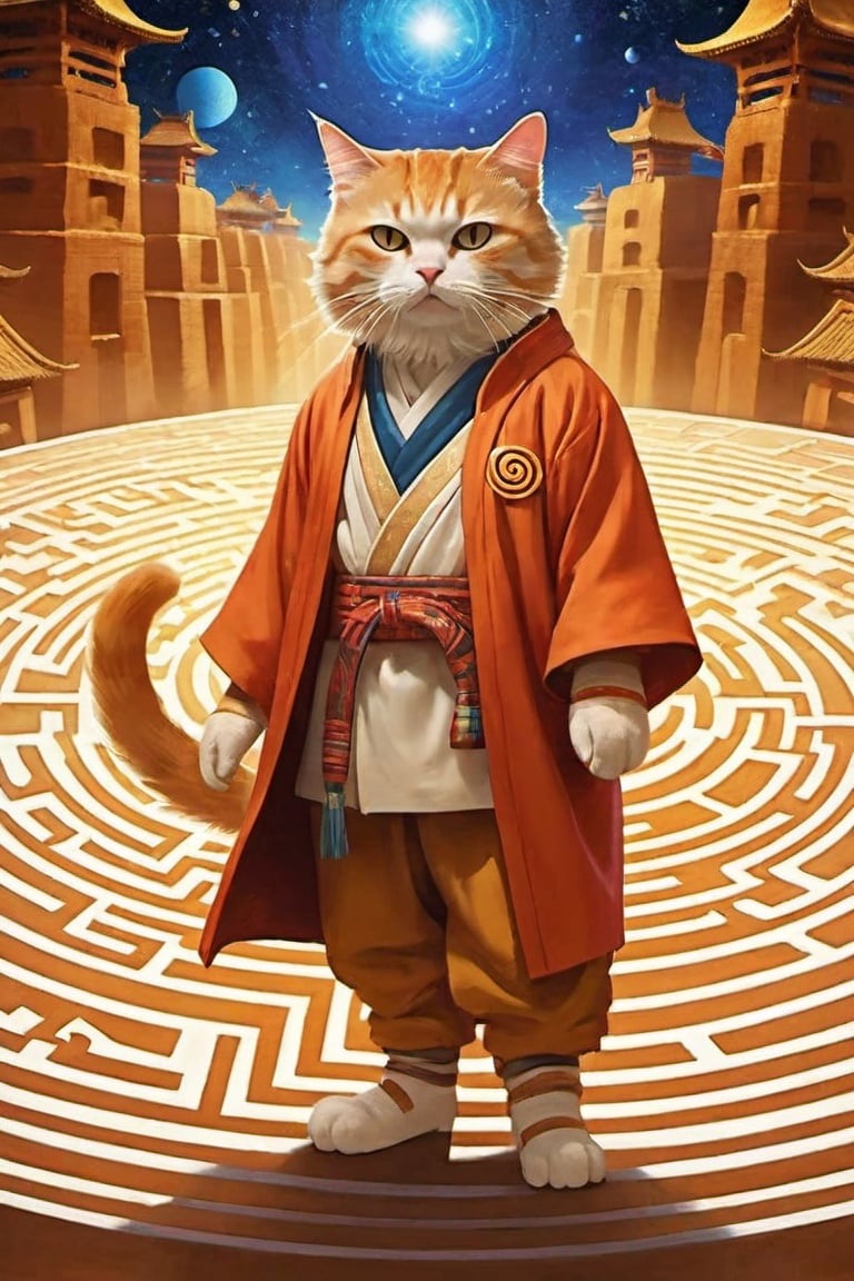 Deep in space, The Cat Man tribe discovered a mysterious Tai Chi mazeThe labyrinths are intricate and meandering, presentinga balanced atmosphere and bringing strong visual shock