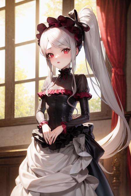 shalltear bloodfallen, shalltear costume, masterpiece, best quality, 1girl, ponytail, <lora:shalltearBloodfallen_v10:0.8>