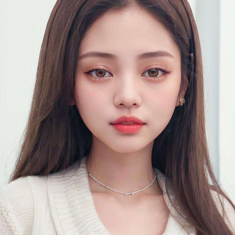 (close-up portrait:1.3) of Jennie, standing in a theater, red lips, smiling, 1girl, wearing a (white cardigan:1.2), (Kpop idol), best quality, ultra high res, (photorealistic:1.4), <lora:Jennie Blackpink:0.7>