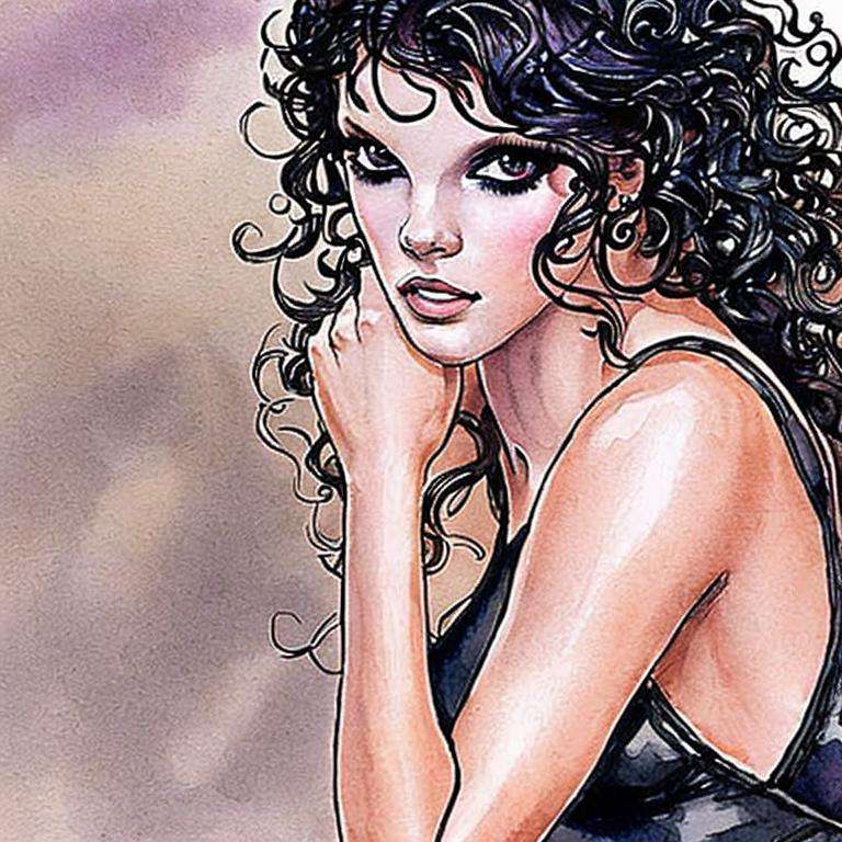 painting of a girl, art by milomanara-768-v3