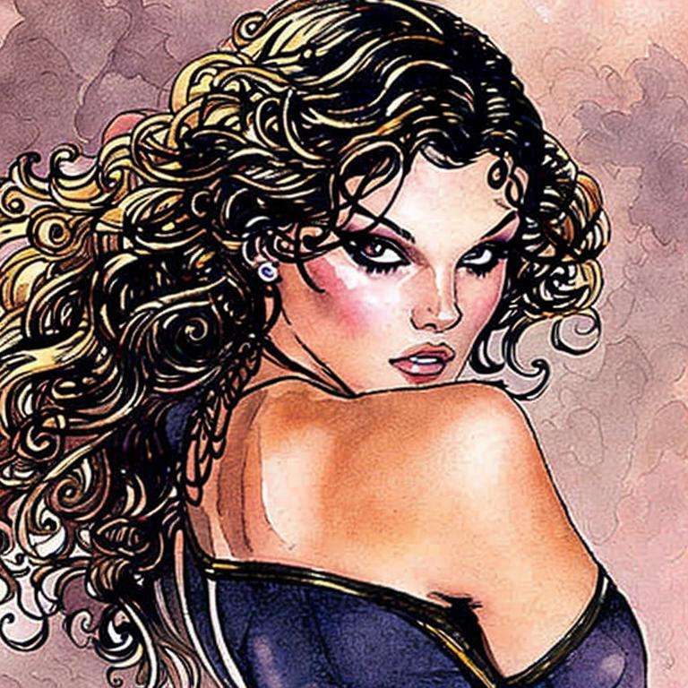 painting of a girl, art by milomanara-768-v3