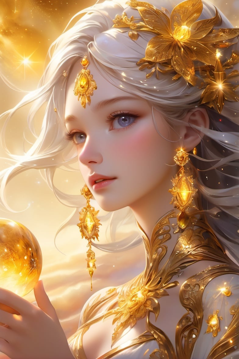 （Immortal),(Transcendent:1.2),(Fairy art,Magic spell,Supernatural power),(Gorgeous ethereal fairy garments:1.2),(Taoist talisman),(mysterious),(natural,elegant,gentle),(Cloud pattern, wave pattern, floral pattern),(Poetic ambiance),(Golden embellishments),(Golden thread,Golden trim),(purple),(Cloud and mist),(ink),  (wide shot:1.2),(looking at viewer:1.2),  (Masters work),(Masterpiece),(Best quality),(best aesthetic),(Highest picture quality),(High resolution),(Lifelike and threedimensional),  (Finely detailed),(Refined rendering),(Amazing),(intricate),  (Bestshadow with lightchase),(Cinematic lighting),(sharp focus),(dynamic pose),  (Extremely detailed CG unity 8k wallpaper),(hair_strand),(High facial quality),(Exquisite face),(pretty eyelashes),(finely detailed beautiful eyes),(shiny eyes),(glossy eyes),  (perfect anatomy),(Exquisite clothes),  (detailed background),(surreal),(diffuse light),(ambient light),(windy),(floating_light_spot), (White),(Gold),(Golden yellow:1.3),  (Metal:1.3),  (Stellar radiating golden light),(Stellar radiating white light),(Sparkling stardust),(Sparkling golden stardust),(Sparkling white stardust),(Nebula),(Precious gemstones),(Precious ores),(Mineral deposits on planets),(Planets),(Diamonds),(Gold),(Silver),(Precious metals),(Jewelry),(Money bag),(Gold jewelry),(Golden ornaments),  (Dryness),(Hardness),(Condensation),(Valuable),(Matter),(Noble),(Abundance),(Rigidity),(Stability),(Wealth),(Value),(Power),(Dignified),(Authority),(Precious), (Sturdy),(Brilliant),(Brightness),(Splendid),(Plentiful),  (Autumn),(Western direction),