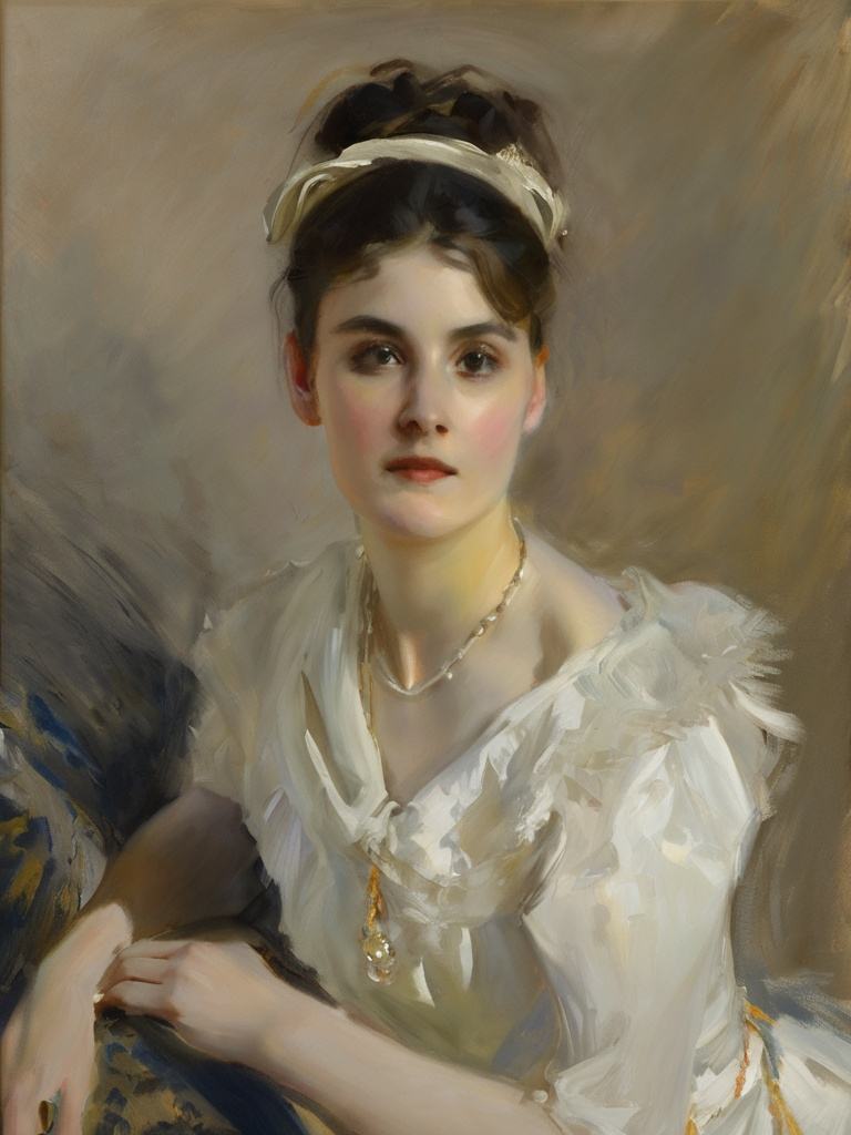 sargent,1girl,best quality,highly detailed,oil painting,<lora:sargent:0.55>,