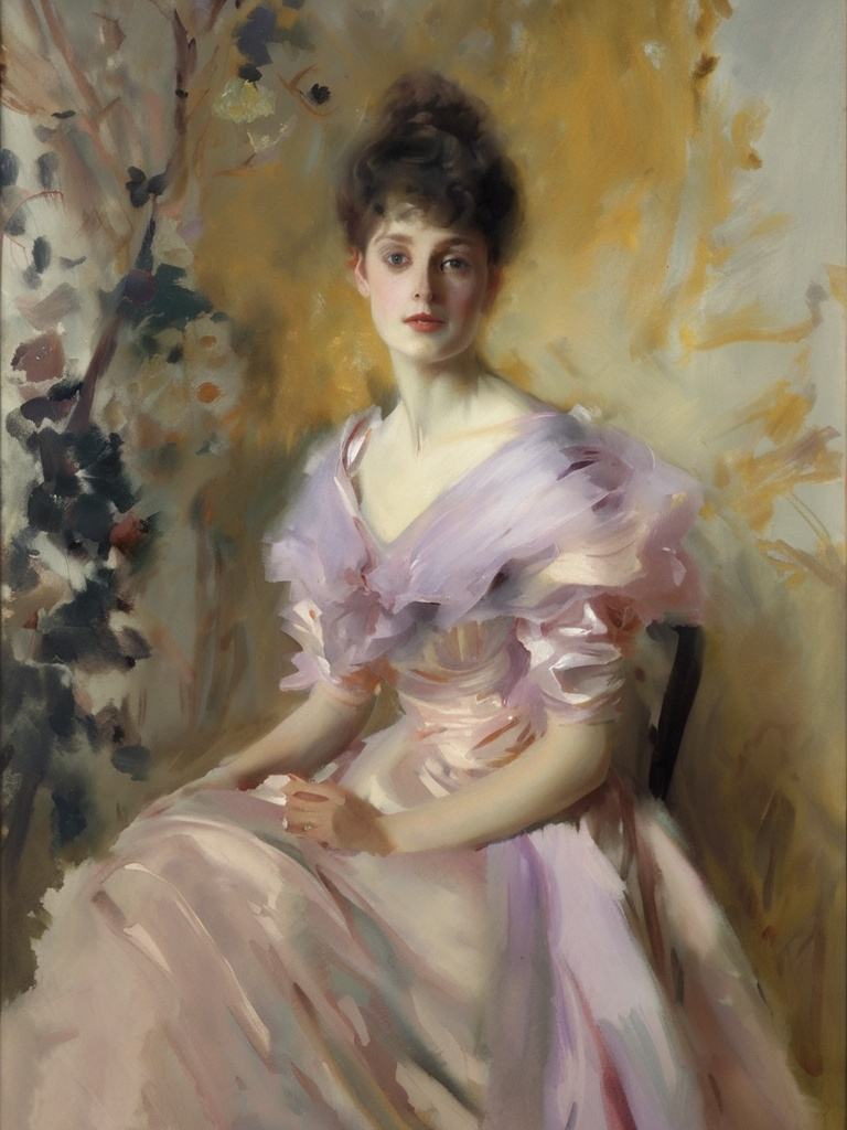 1girl,best quality,highly detailed,style of John Singer Sargent,oil painting,<lora:sargent:0.75>,