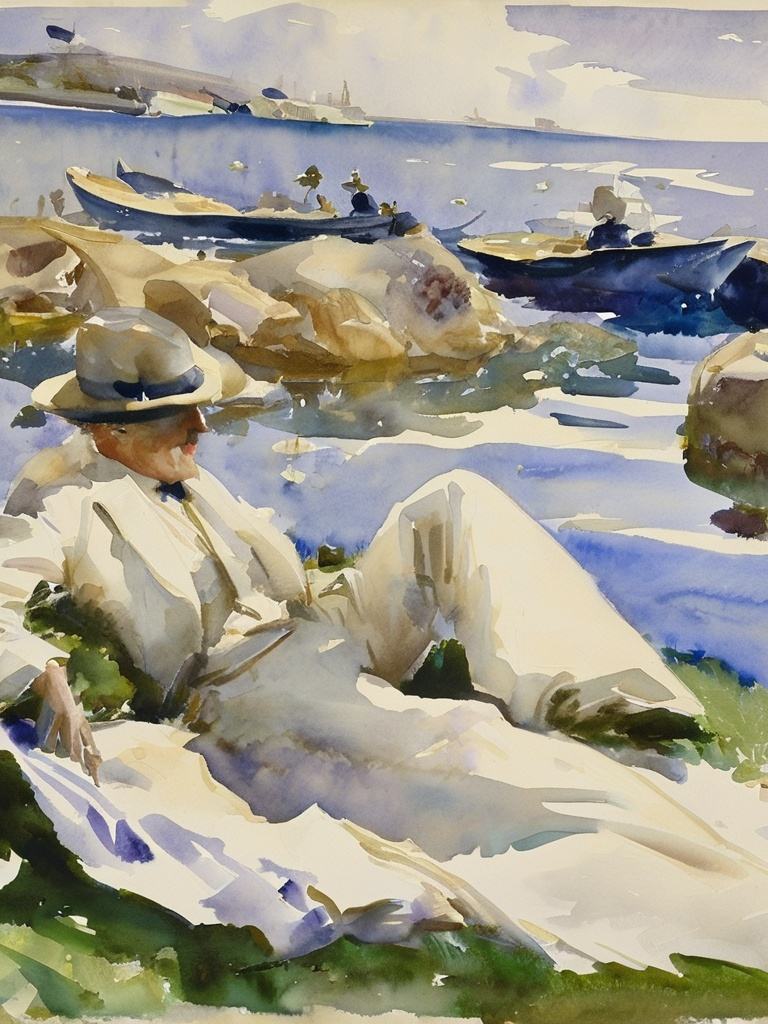 1man,best quality,highly detailed,style of John Singer Sargent,watercolor,<lora:sargent:0.75>,