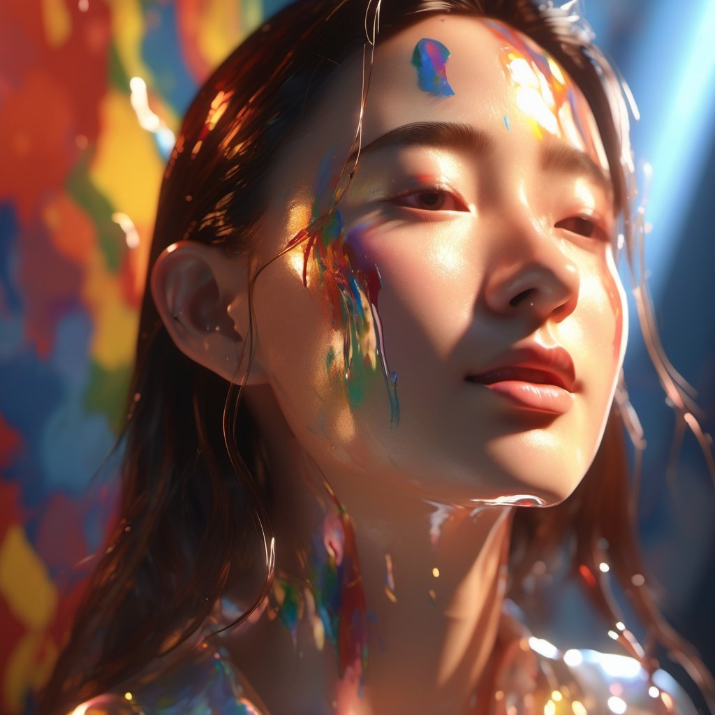 dripping paint,abstract,1 girl, (((masterpiece))), best quality,ultra-detailed, 8k, wallpaper, extremely delicate and beautiful, highresolution, ray tracing, best shadow, (realistic, photorealistic:1.37),professional lighting, photon mapping, radiosity, physically-based rendering