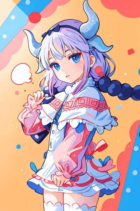 <lora:sharpie:0.8>,1girl,solo,   <lora:Kanna5-15:1>, kannakamui, dress, thighhighs,  dragon horns, hair beads, low twintails, (masterpiece, best quality, high quality, highres, ultra-detailed),