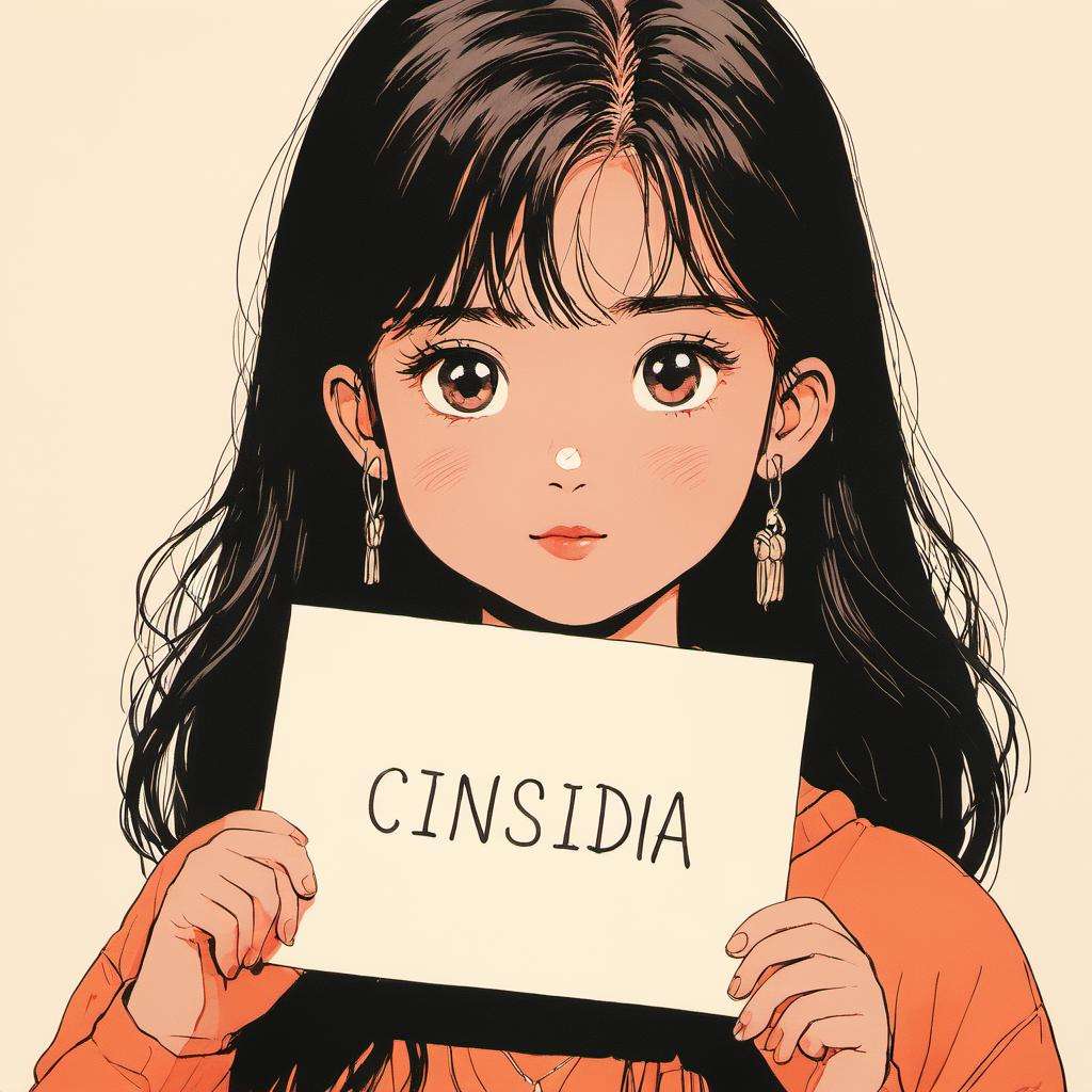 One girl held a blank piece of paper with Cinsdia written on it <lora:1990-2:1>