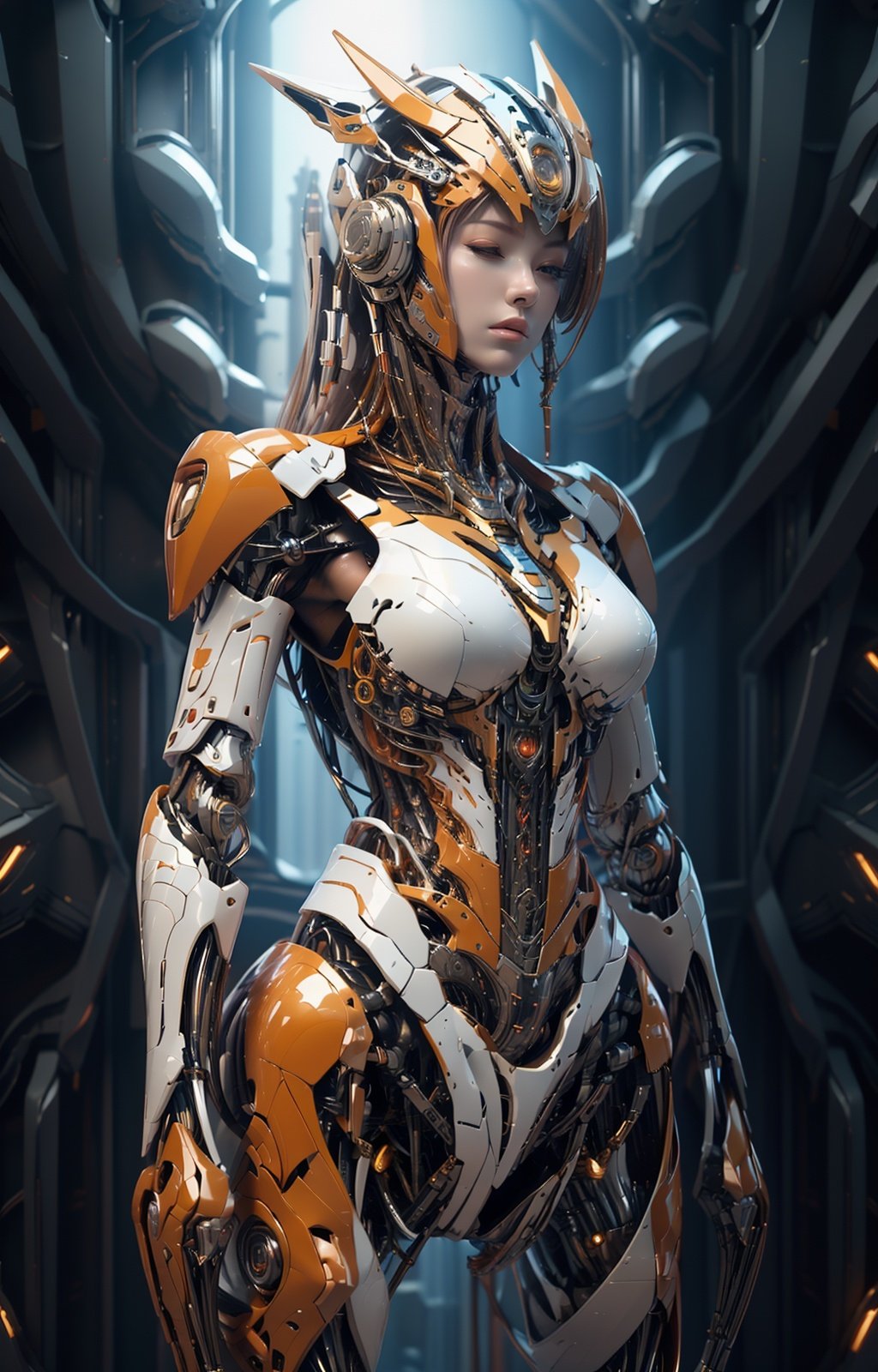 1 robot,((Coal Black mechanical robot)),


(mechanical ribs),sleep mode,


transparent helmet,tubes,(colorful led),

(a large crotch bulge),

break,

in a robot factory,

(verisimilitude:1.3),


(hyperrealism:1.3),


ultra-detailed, highres, extremely detailed,8K,hf_xy,orange