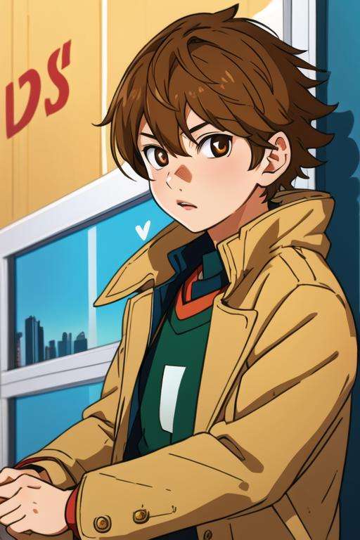 masterpiece, best quality, wallpaper, 1boy, solo, male focus, looking at viewer, upper body, , <lora:ryouta_watari:0.68>, ryouta_watari, brown hair, brown eyes, coat,