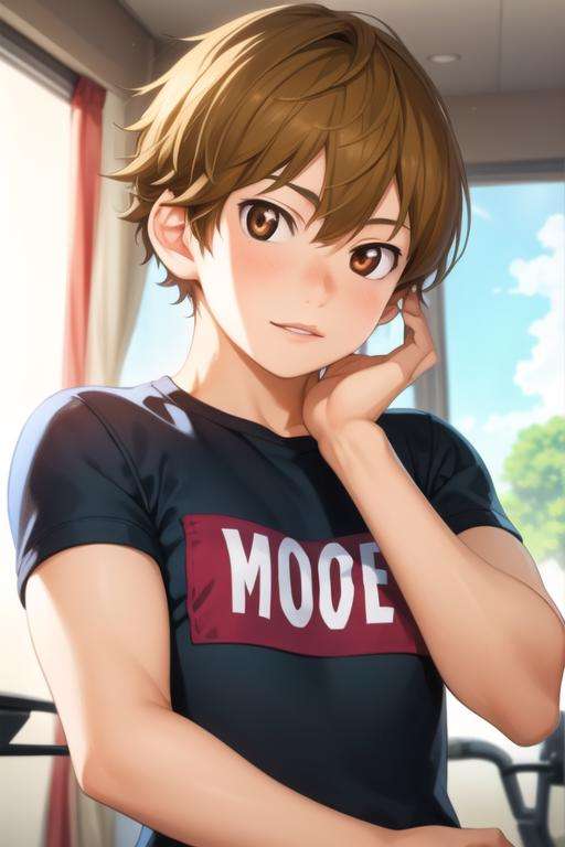 masterpiece, best quality, photorealistic, 1boy, solo, male focus, looking at viewer, upper body, , <lora:ryouta_watari:0.72>, ryouta_watari, brown hair, brown eyes, gym uniform,