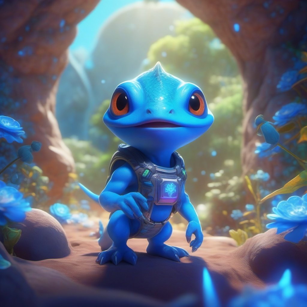 little guy That lives in a blue world, painted, sufficient lighting, beautiful, varities of colors, sharp focus, unreal engine, 16k UHD