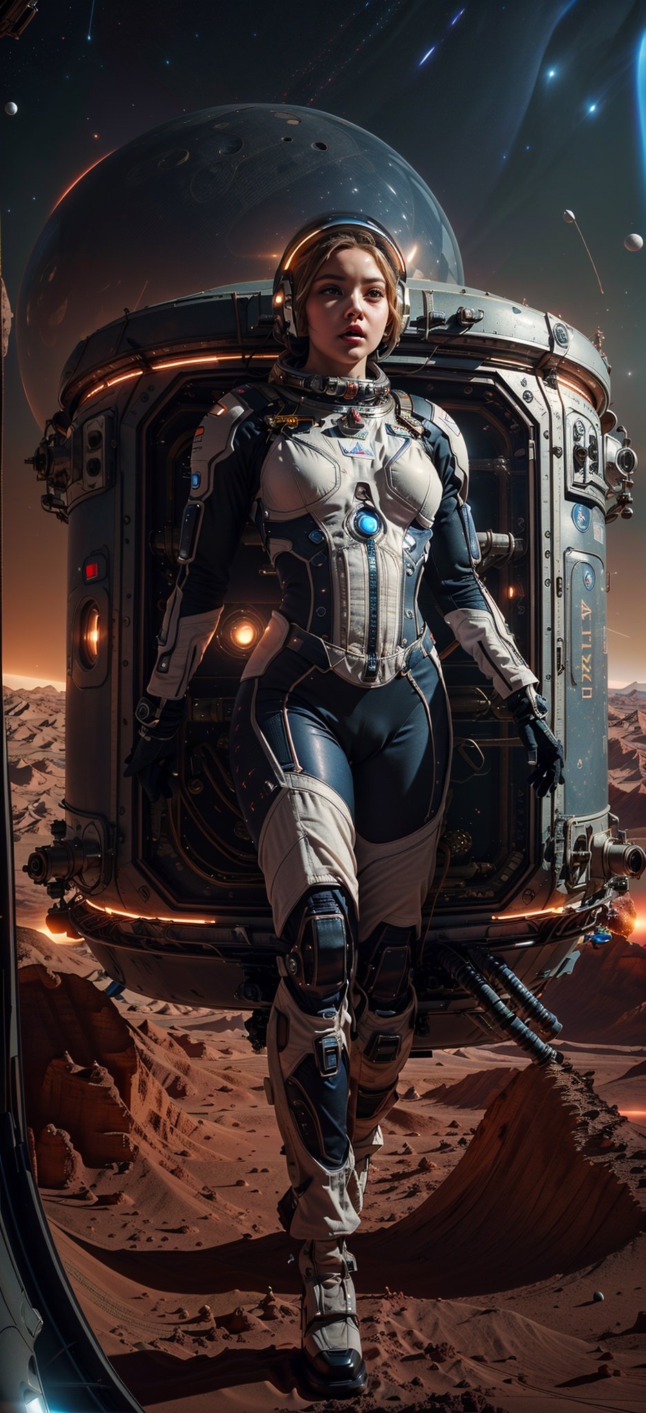 , wearing sexy astrosuit with helmet, inside space station, ulzzang-6500-v1.1, pureerosface_v1, best quality, masterpiece, illustration, (realistic, photo-realistic:1.37), amazing, finely detail, incredibly absurdres, huge filesize, ultra-detailed, highres, extremely detailed CG unity 8k wallpaper, beautiful detailed girl, extremely detailed eyes and face, beautiful detailed eyes, ray tracing, 1girl, medium breasts, heavy breathing, blush, torogao, orgasm, embarrassed, drunk, fucked silly, naughty face, airlock, module, control panel, hatch, console, life support system, workstation, laboratory, sleeping quarters, robotics arm, zero-gravity environment, communication system, (The astronaut is inside a sleek, high-speed spacecraft, wearing a lightweight and semi-transparent space suit made of materials like glass, plastic, or high refractive index media such as titanium dioxide. As the spacecraft hurtles through the vacuum of space, the astronaut maneuvers through a twisting, obstacle-filled course, pushing their reflexes and the limits of their suit to the max. With a helmet featuring a clear visor for optimal visibility, the astronaut navigates sharp turns and tight corners, their eyes fixed firmly on the finish line),Wearing sexy astrosuit,science fiction,Real,FMG,Bodybuilder,Wearing sexy astrosuit with helmet,Update,war between two cities on mars,vortex,Mars background,Inside space station, <lora:EMS-23274-EMS:0.4>, <lora:EMS-14413-EMS:0.8>, <lora:EMS-13400-EMS:0.5>, <lora:EMS-14457-EMS:-0.6>