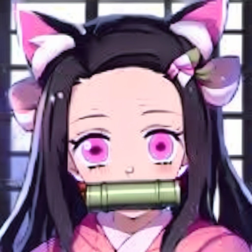 KamadoNezuko, 1girl, animal ears, solo, kamado nezuko, cat ears, long hair, japanese clothes, bit gag, black hair, kimono, pink kimono, bamboo, looking at viewer, pink eyes, animal ear fluff, upper body, forehead, ribbon, hair ribbon, gagged, haori, hands up, blush