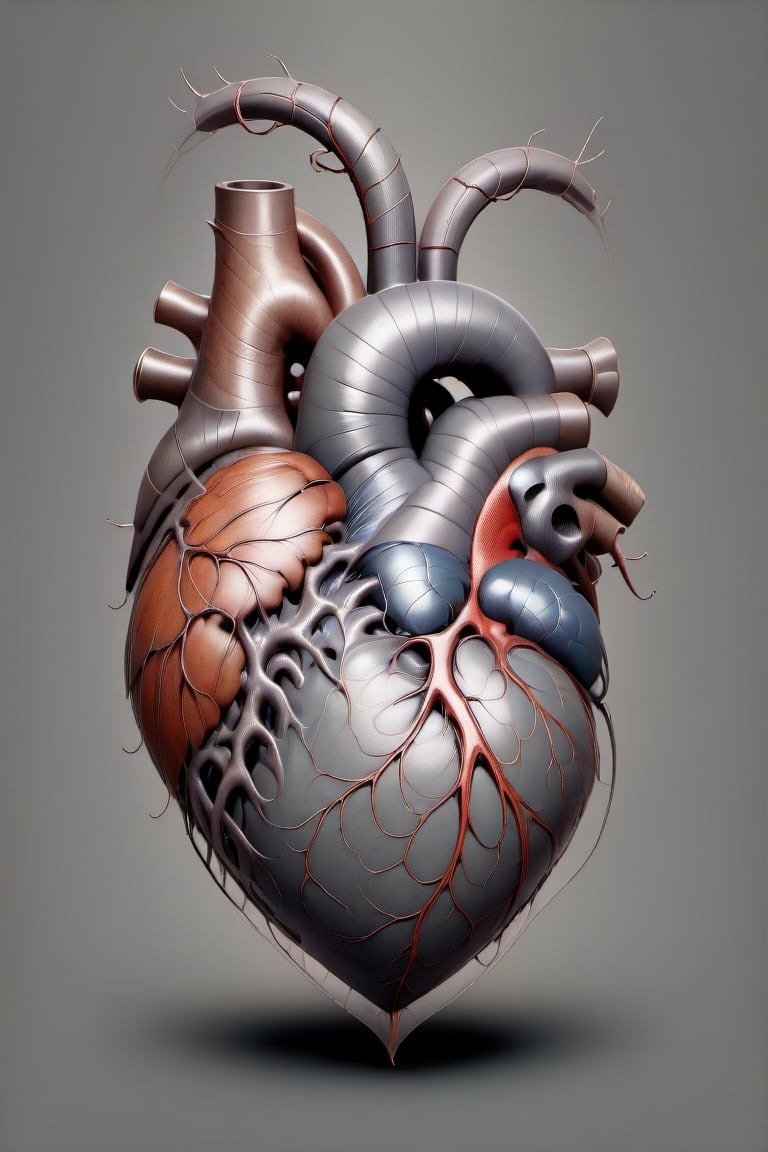 <lora:biopunk_xl:1>biopunk style, heart, veins, gray background