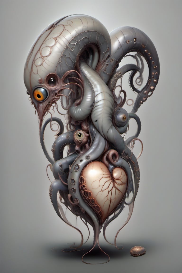 <lora:biopunk_xl:1>biopunk style, heart, veins, gray background,tentacles, big eye