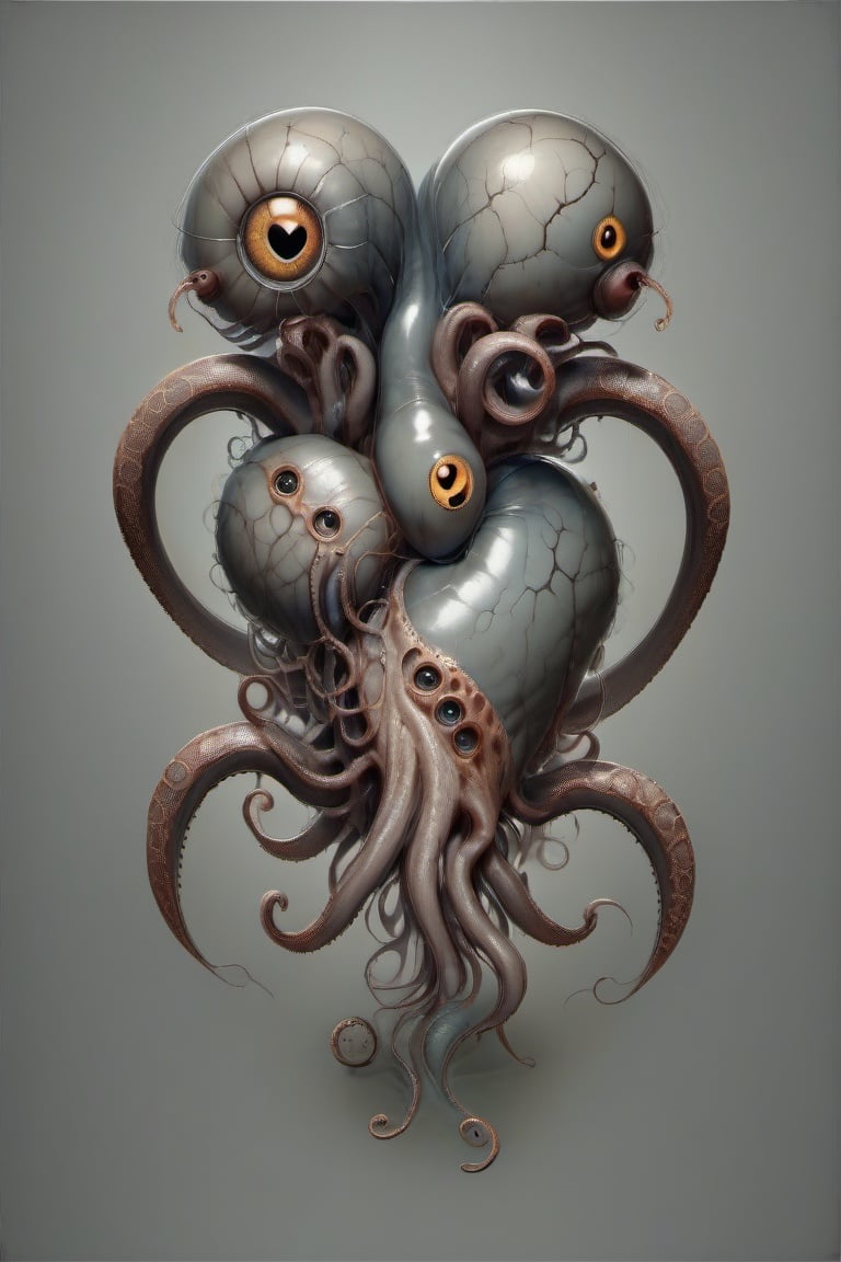 <lora:biopunk_xl:1>biopunk style, heart, veins, gray background,tentacles, big eye